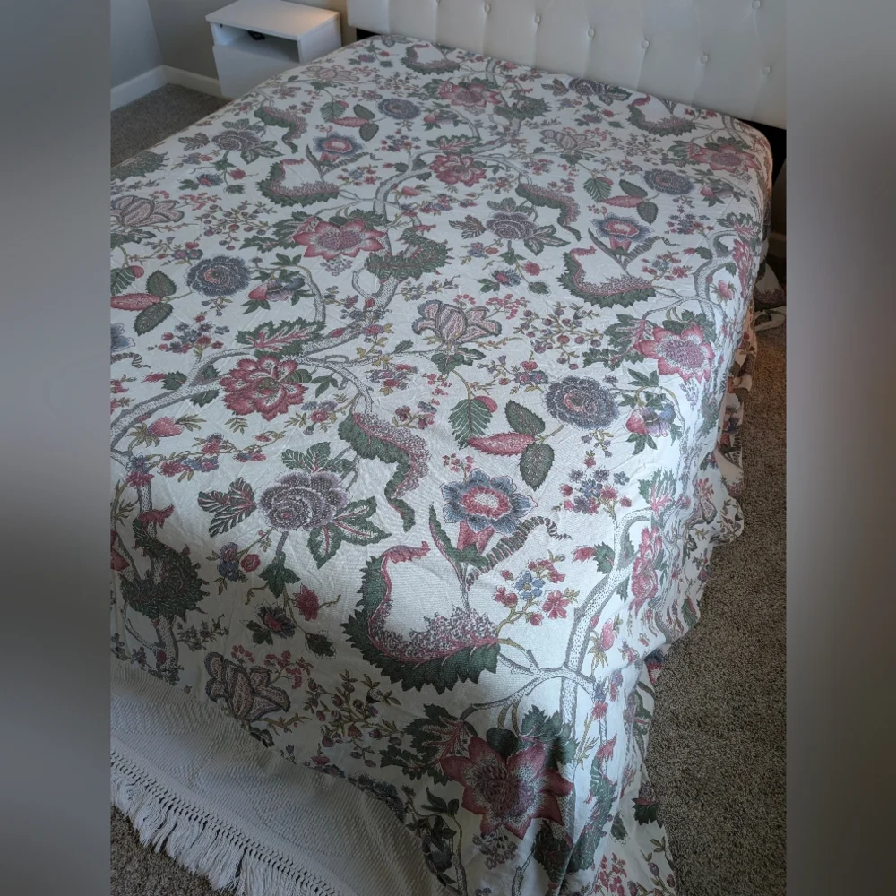 Pottery Barn Floral Duvet Cover King 108x92 Cotton Linen Botanical Cottagecore